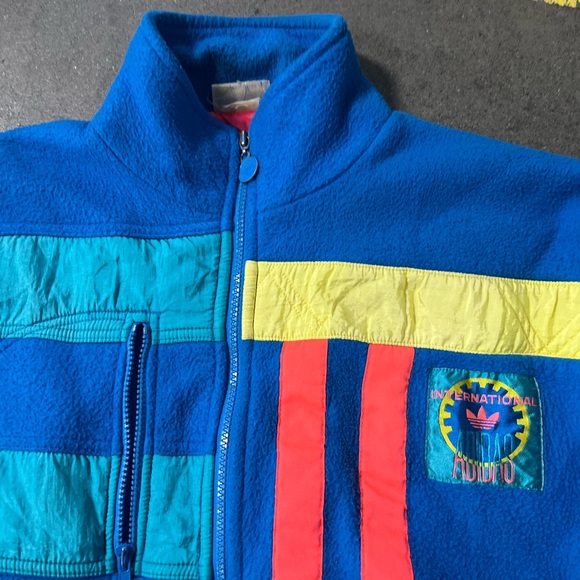 adidas Men's Blue Jacket with Teal and Yellow Accents - Picture 2 of 2